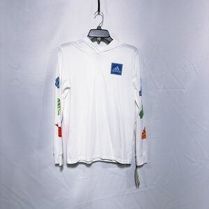 Adidas Big Kid L 14/16 Hooded Long Sleeve Sports Tee Hoodie Tshirt Boys Girls